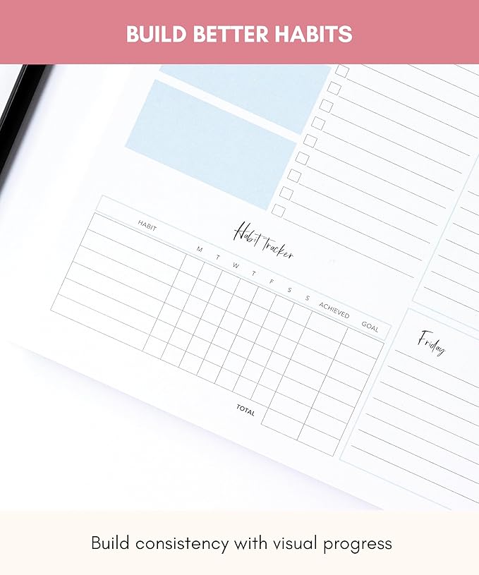 Lamare Weekly Planner Notepad – Premium Undated Weekly To Do List Notepad for School, Home & Office Day Planner, Desk To Do List Pad and Productivity Planning Pad