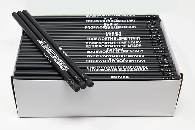 Pencil Guy Promotional Personalized Imprinted Black Matte Round Pencils 144 to a box. 19 color(s) to choose from!