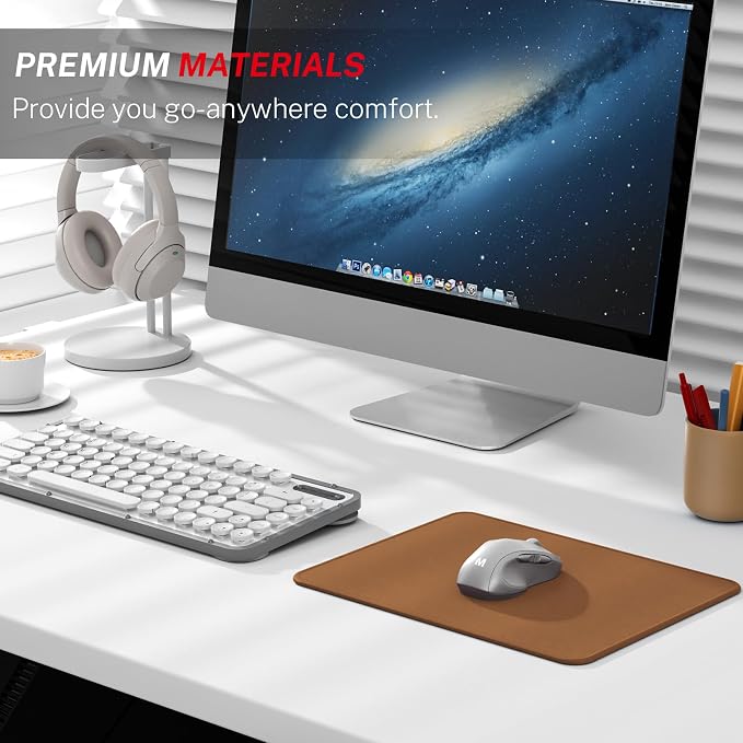MROCO Essential Office & Gaming Mouse Pad, 8.5 x 11 Inch, Coffee Brown | Anti-Fray Stitched Edges, Functional Pattern Design, Non-Slip Rubber Base, Water and Stain Resistance