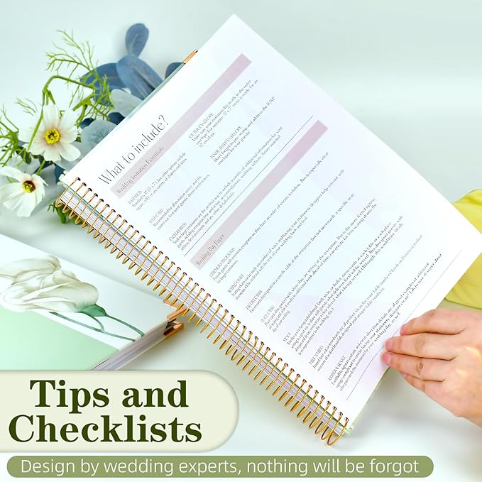 Wedding Planner Book and Organizer – 176 Pages Bridal Planning Notebook with Stickers, Checklists, Calendars & Pockets – Engagement Gift for Bride to Be & Newly Engaged Couples