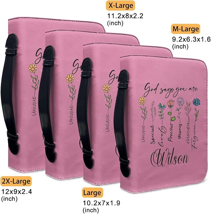 Personalized Bible Cover with Flowers, Custom Bible Cover Case for Women Girls, Large Capacity Scripture Bag with Handle