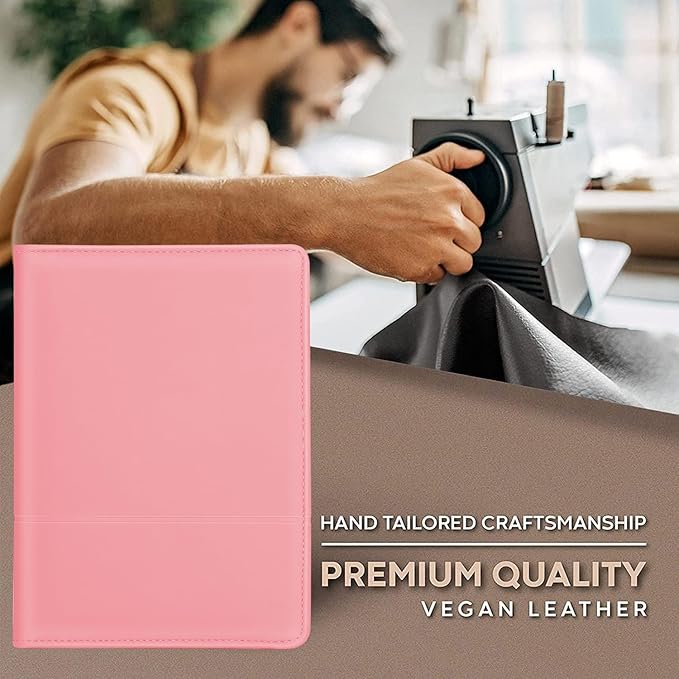 Padfolio/Portfolio Binder, Mini Padfolio Portfolio Binder 5 x 8 Legal Writing Pad, A5 Document Organizer Folder for Men Women, Light Pink