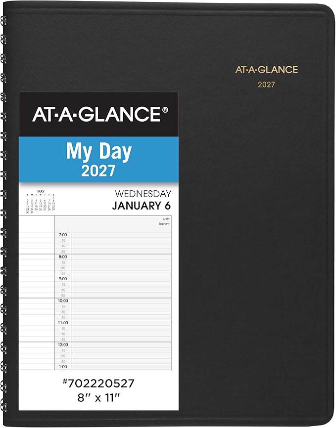 AT-A-GLANCE 2027 Appointment Book Planner, Daily Group Planner, 8" x 11", Two Person, Quarter-Hour, Black (702220527)