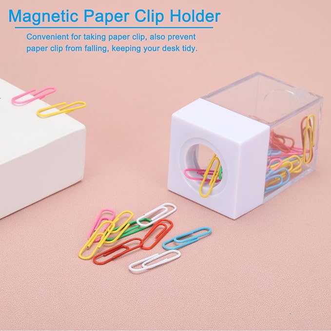 PATIKIL Magnetic Paper Clip Holder Dispenser, Large Capacity Paper Clip Organizers with Magnetic Top for Desk Supplies, Office, Classroom, Home, White
