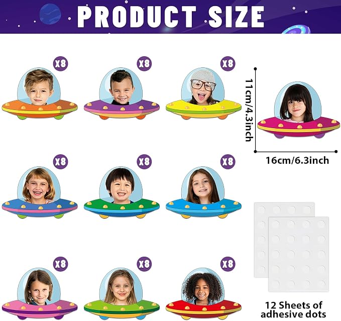 gisgfim 80Pcs Outer Space Cutouts Back to School Decorations Bulletin Board Flying Saucer Ship Paper Cut-Out Classroom Decor for Boy Girl DIY Craft Photo Wall Kindergarten Preschool Party Favor Supply