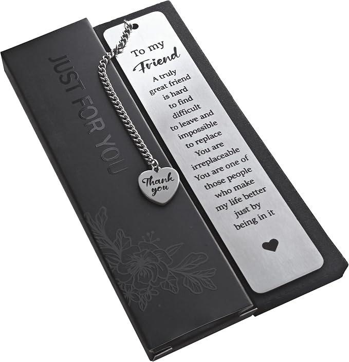 Best Friend Gifts for Women - Metal Sentimental Bookmark for Book Lovers, Friendship Gift & Long Distance Keepsake for Bestie, Birthday Christmas Book Club Present for BFF Reader