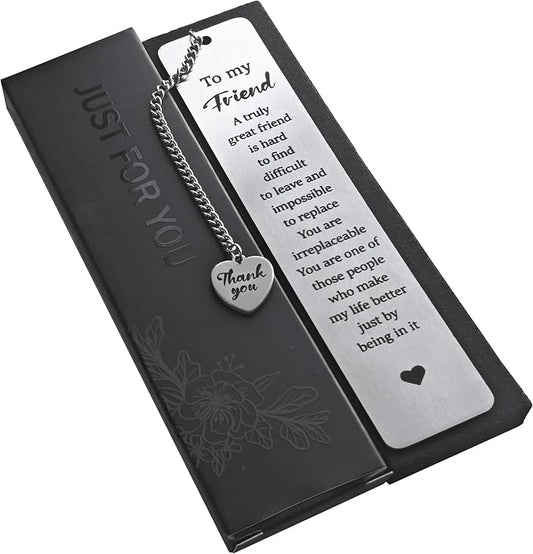 Best Friend Gifts for Women - Metal Sentimental Bookmark for Book Lovers, Friendship Gift & Long Distance Keepsake for Bestie, Birthday Christmas Book Club Present for BFF Reader