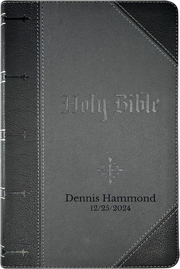 Personalized KJV Giant Print Bible King James Version Two-Tone Faux Leather Holy Bible with Custom Name Includes Up to 3 Rows of Text, Custom Gift for Christian & Religious Celebrations