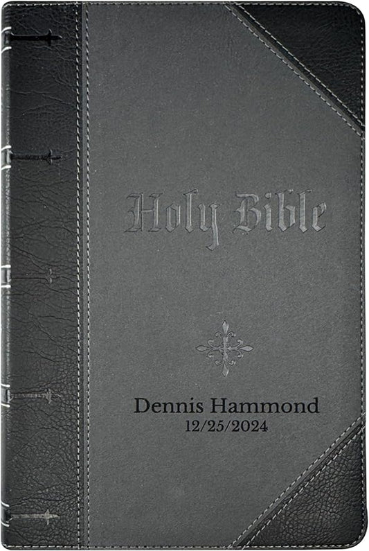Personalized KJV Giant Print Bible King James Version Two-Tone Faux Leather Holy Bible with Custom Name Includes Up to 3 Rows of Text, Custom Gift for Christian & Religious Celebrations