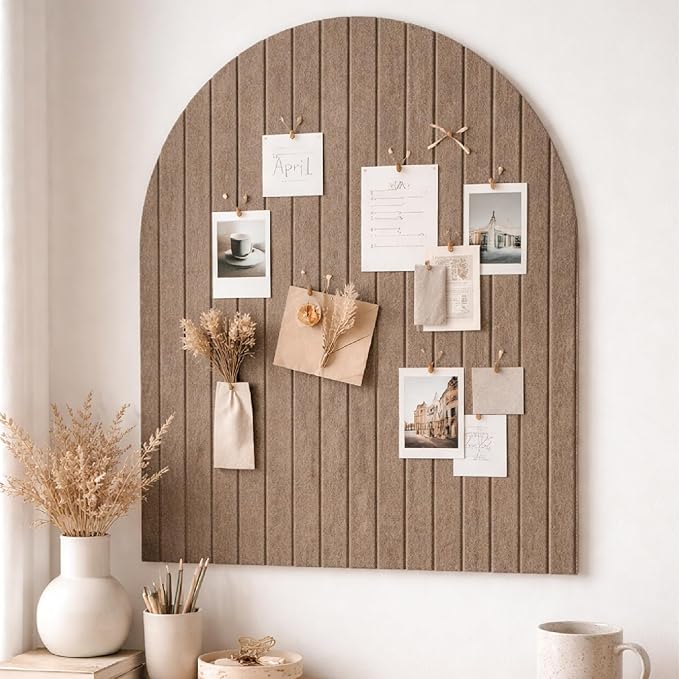 Orelle Fluted Arch Felt Bulletin Board (Mocha, 23 x 31)