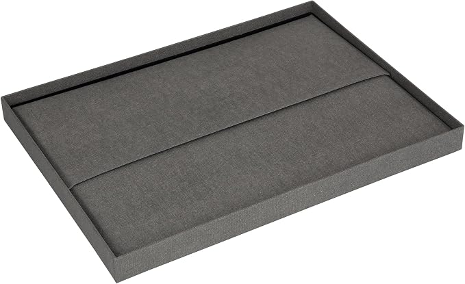 Bigso Box of Sweden Katia KD Collapsible Photo Storage Box with Labelframe for Easy Identification | Simple Assembly without Tools with Lids | 11.3"x15.4"x6.4" | Light Gray