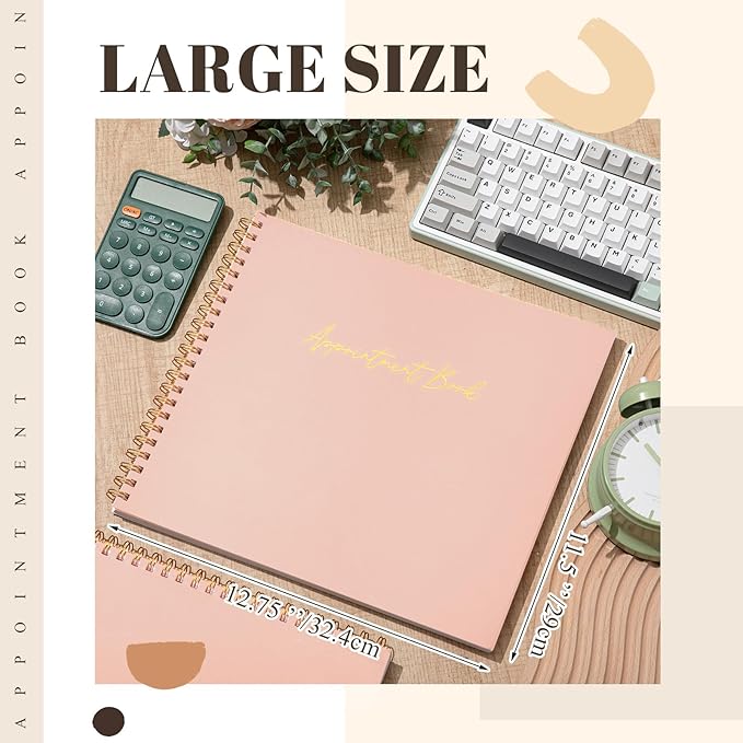 Maitys 2026-2027 Large 6 Column Salon Appointment Book for Hairstylist Spa Business, Hourly Planner 15 Minute Interval, 200 Pages Undated 6 Am 9 Pm Spiral Bound Checklist Planner(Pink, Minimalist)