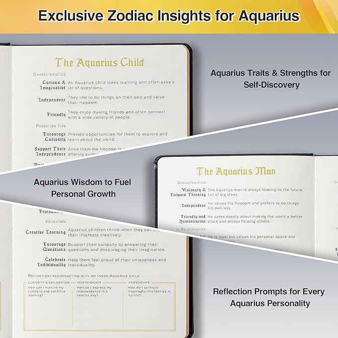 AuroPlanner Aquarius Zodiac Undated Planner – Monthly Weekly Daily Astrology Portable Journal Notebook, A5 (5.8” × 8.3”), 160 Pages 4-Month Layout, 100 GSM Paper