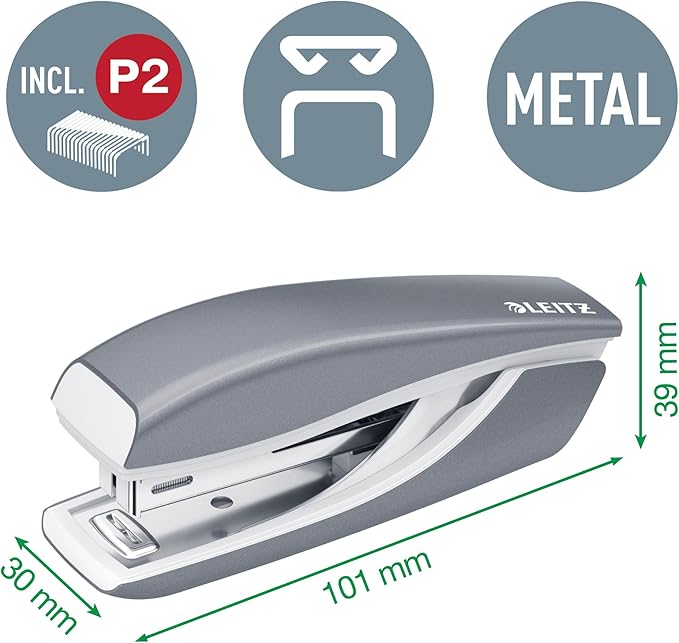 Leitz 55612054 Mini Stapler and Hole Punch Set, Staple or Punch Up to 10 Sheets, Includes P2 No. 10 Staples, Wow Range, Green