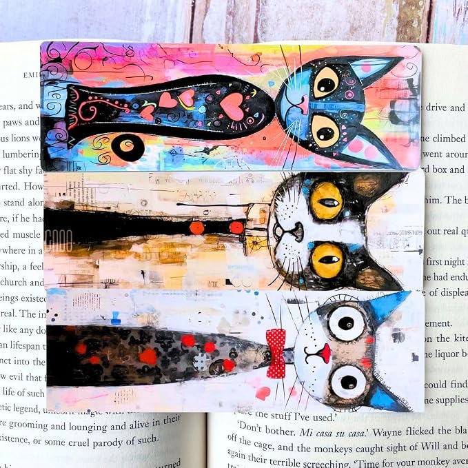 Cat Animals Bookmarks 10PC Cute Markers for Reading Women Gift Set Fun Cool Book Accessories Page Holders End of Year Student Gifts Bulk Graduation Ideas School Office Supplies for Teachers