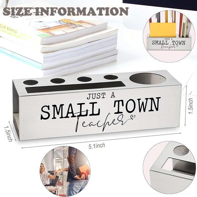 Small Town Teacher Desk Pencil Holder Appreciation Gift for Teachers Inspirational Office Decor for Educators Unique Pen Holder for Small Town Teachers EDP93