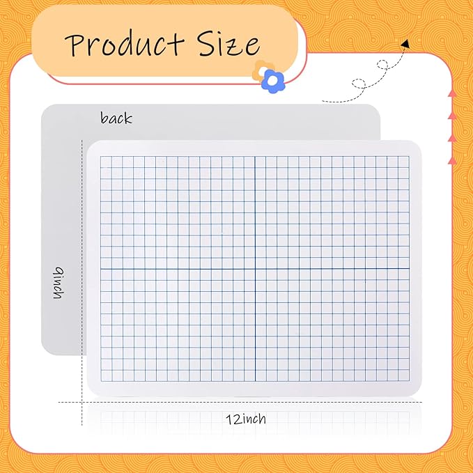 48 Pack Dry Erase XY Axis Graph Lap Boards 9'' x 12'' Double Sided White Boards Dry Erase Lapboards Math Student White Boards Double Sided Dry Erase Board with Erasers for School Classroom Supplies