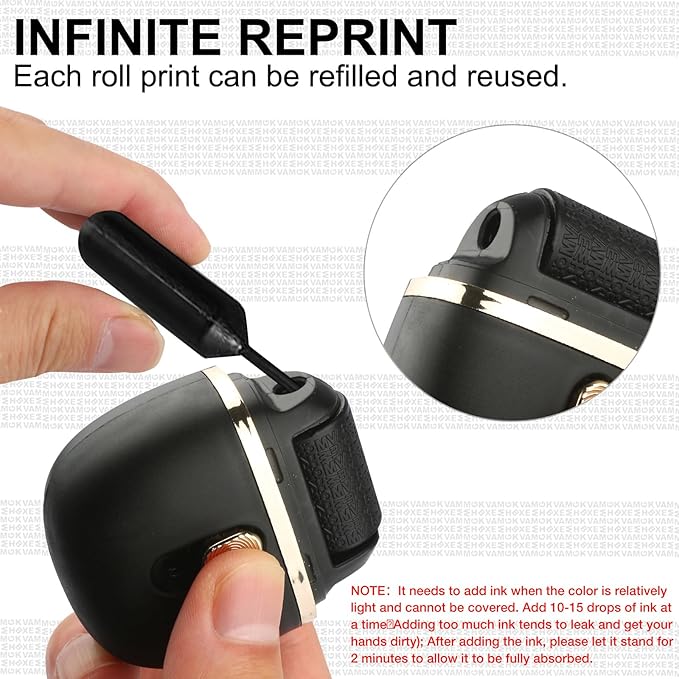 Lomil Identity Protection Roller Stamps - Wide Identity Theft Protection Stamp for ID Blockout with Refills - Privacy Confidential and Address Blocker (Black, 3 Pack)