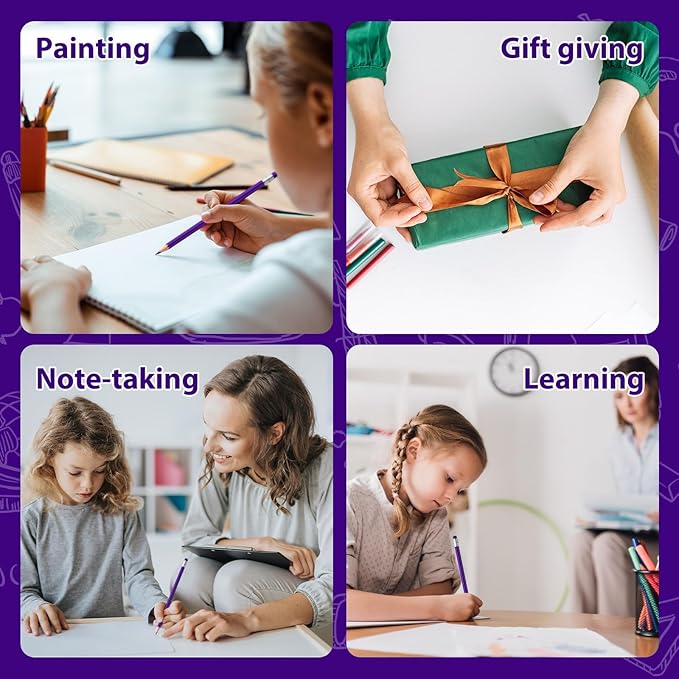 48 PCS Purple Pencils Bulk with Eraser, Pre-Sharpened HB Pencils for Writing & Drawing, School Supplies for Kids Homework, Tests, Art Crafts & Teacher Grading(Purple)