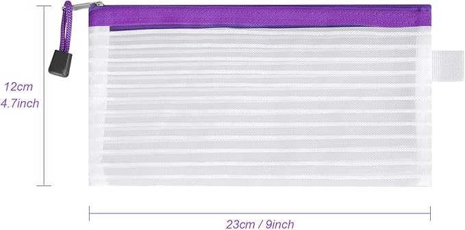 20 Pack Multicolored Zipper Mesh Pouch, Zipper Pencil Pouches Pen Bags, Multipurpose Travel Bags for Cosmetic School Office Supplies and Travel Accessories, 10 Colors (Assorted C)