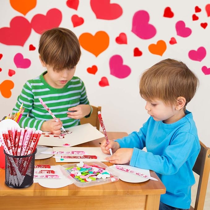 DIYASY 48 Pcs Valentines Mechanical Pencils, Valentine's Day Machine Pencil Bulk with Erasers Party Favor Supplies Classroom Rewards Prizes Stationery Decorations