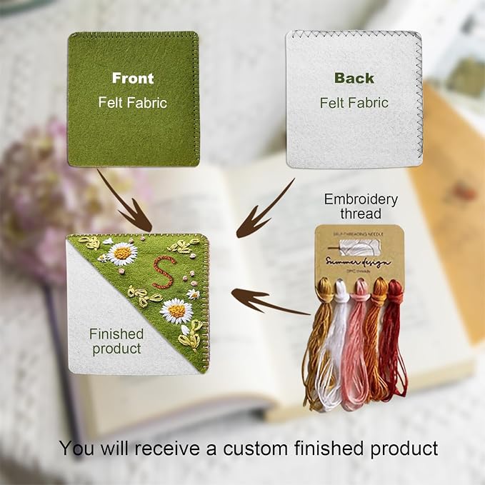 Personalized Custom Bookmark Corner Unique Gifts for Women, Book Lovers Gifts for Readers, Hand Embroidered Bookmarks for Kids, Book Marks for Reading Accessories, Book Markers (Fall-Z)