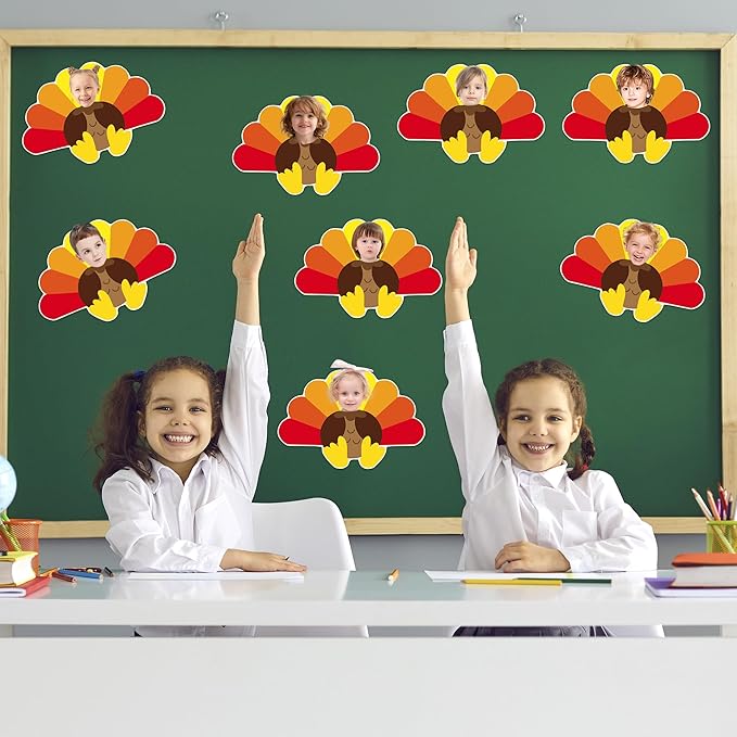 50 Pcs Thanksgiving Turkey Cutouts – Fall Bulletin Board Decorations for Classroom,School,DIY Crafts,Autumn Harvest,Home,and Party Supplies (Turkey)