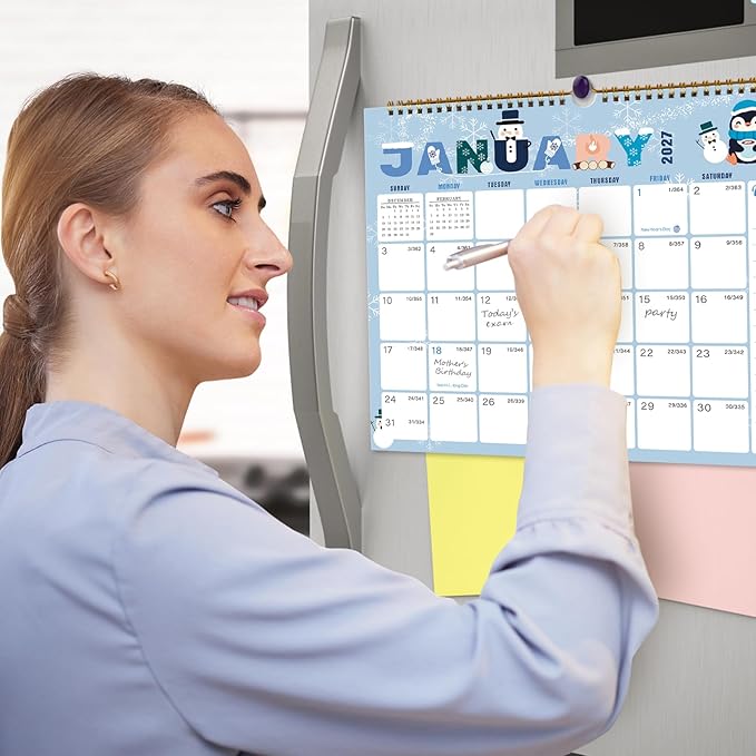 Lbylyhxc Calendar 2027 - 18 Monthly Wall Calendar 2026-2027 from July 2026 to December 2027, 14.8 x 11.5 Inches.Thick Paper includes major holidays and dedicated space for notes and important dates (Calendar 2026-2027 festivals)