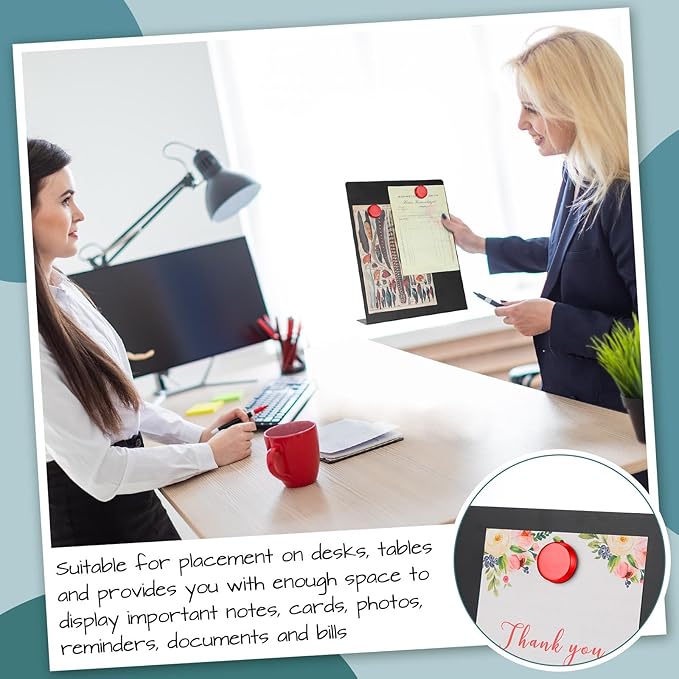 Fainne 8 Pcs Magnetic Bulletin Board with Easel Stand Mini Black Magnet Metal Tabletop Memo Display Board for Back to School Menu Table Office Supplies (11 x 8.5 Inches)