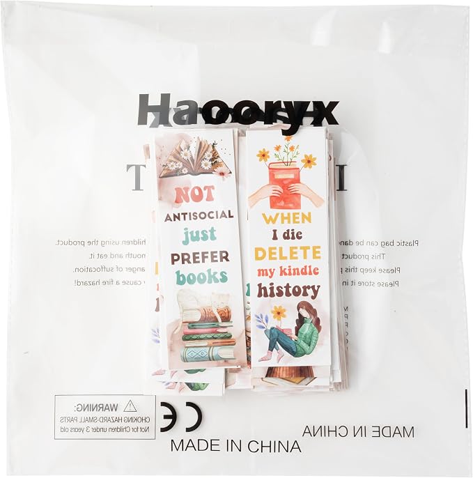 Haooryx Book Lovers Book marks - 120 Pcs Watercolor Paper Bookmark Humor Double-Sided Reading Page Marker Tracker Book Reading Club Party Teacher Supply School Prize Student Reward Kids Birthday Gifts
