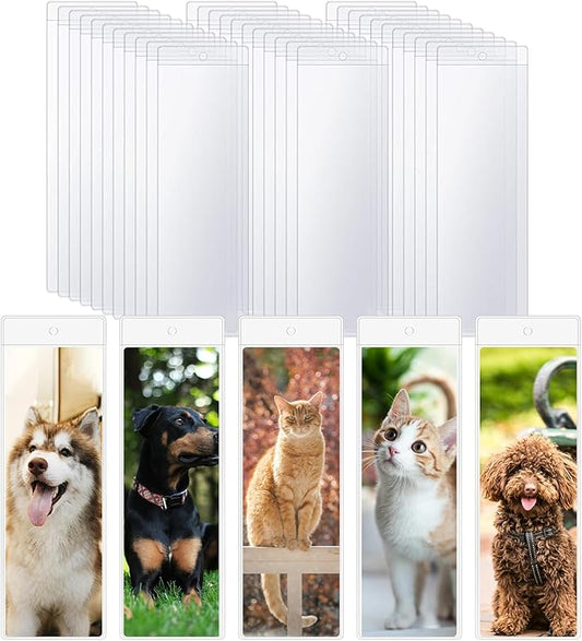 80 Pack Clear Bookmark Sleeves, Plastic Bookmark Packaging, 7.17 x 2.36 Inches