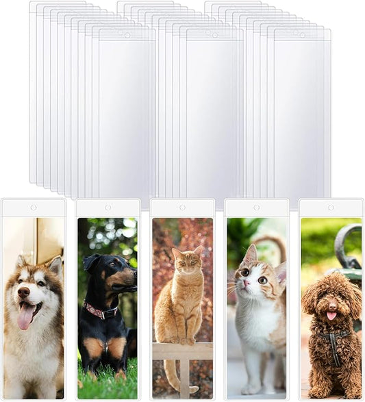 90 Pack Clear Bookmark Sleeves, Plastic Bookmark Packaging, 7.5 x 2.5 Inches