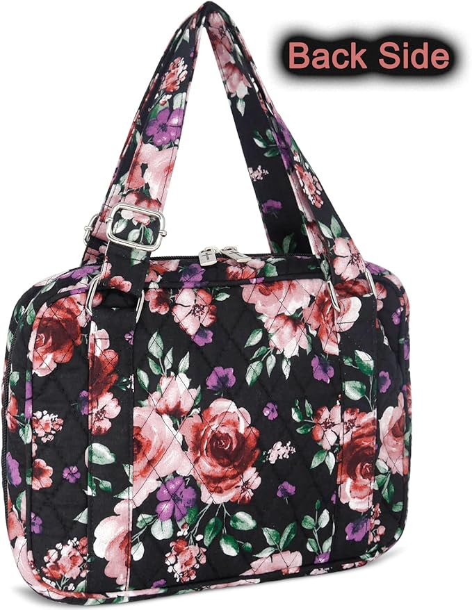 Bible Cover for Women with Adjustable Straps, Large Study Bible Carrying Case Bag with Zip Pocket, 10x7x2.7 Inches