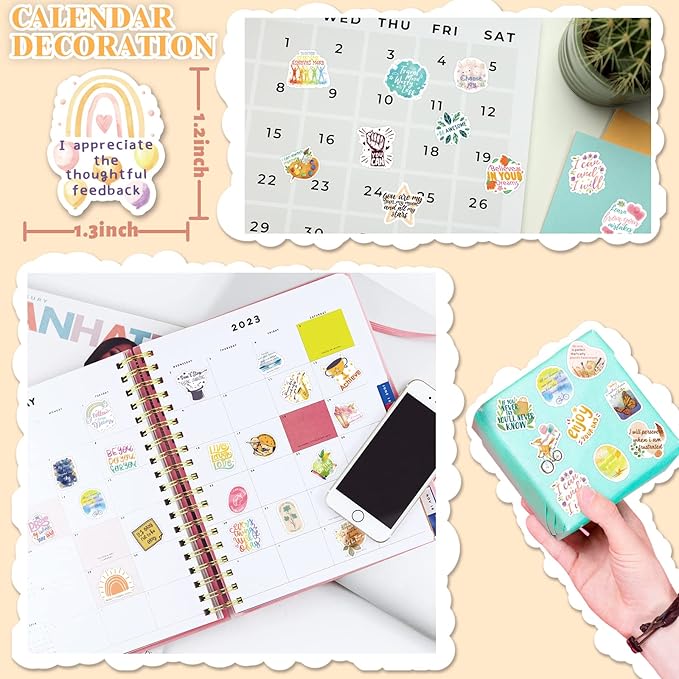 480PCS Inspirational Happy Planner Stickers for Adults Organizers Scrapbooking Supplies Waterproof Stickers Aesthetic Quotes Journaling Sticker for Kids Teens Teacher Supplies