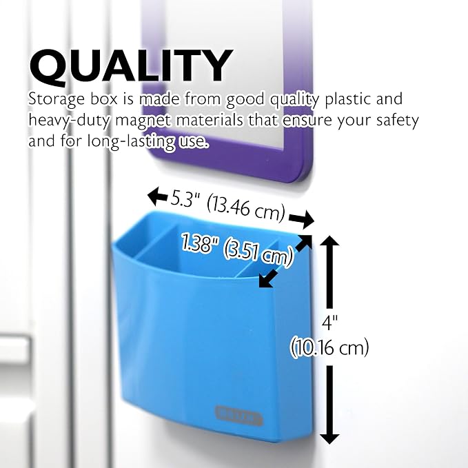 BAZIC PRODUCTS Magnetic Locker Storage Box, 3 Compartments, Magnetic Poly Bin, Grab-and-Go Opening, for School Gym Lockers, Case of 12