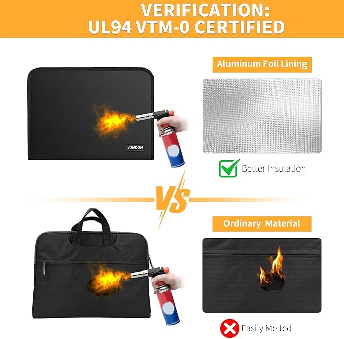 JUNDUN 5200℉ Fireproof Document Organizer, Multi-Pockets Accordion File Organizer with Zipper & Labels, Upgraded Heat Insulated 13 Pockets Expanding File Folder for Letter A4 Files and More