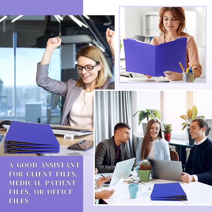 24 Pcs Classification Folders Letter Size, 2 Dividers Pressboard File Folder Bulk with Fasteners, Expanding File Organizer for Teachers, Clergy, Office, Church Christmas Donations(Purple)