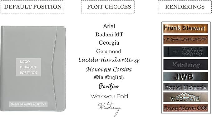 Personalized Leather Portfolio with Zipper, Professional Business Padfolio with A4/US Letter Writing Pad Holder for Interview, Resume Folder for Men and Women, Gray