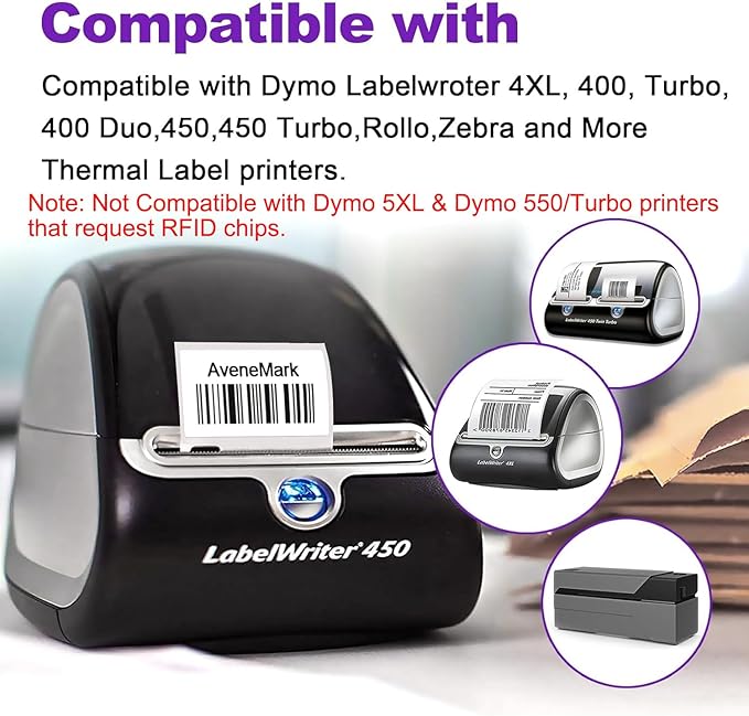 12 Rolls Compatible Direct Thermal Labels Replacement for DYMO 30334 (2-1/4" X 1-1/4") Barcode, AveneMark Address Postage Label Use with DYMO Labelwriter 450, 450 Turbo, 4XL Printers(1000 Labels/Roll)