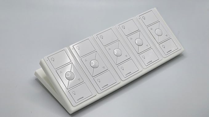 Remote Holder Organizer Pedestal Caddy compatible with Lutron Pico Remotes, Anti-Slip Feet, Holds 5 Remotes, White, Indoor Use Only
