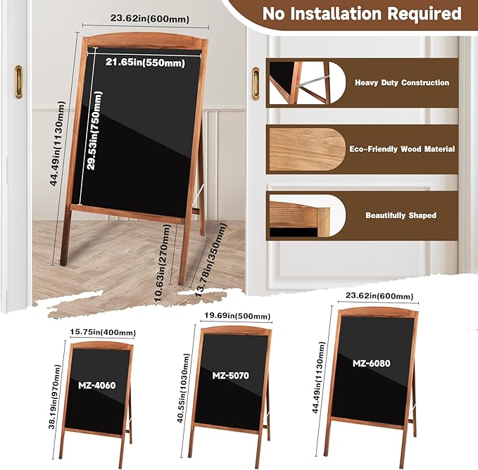 Hosim LED Message Writing Board 28"x20", Standing A-Frame Wooden LED Message Sign Board Illuminated Erasable Neon Restaurant Menu Sign, 8 Colors Markers & 16 Lighting Colors Flashing DIY Chalkboard