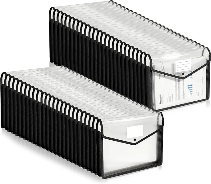 Handepo 50 PCS Plastic Expanding File Folder Bulk - Transparent Large-Capacity Portable Documents Envelopes with Snap Closure for Office, Business, School - No Dividers (White Color,A4 Size)