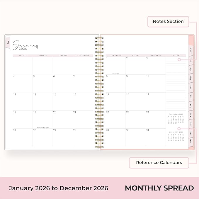 Blue Sky Rachel Parcell 2026 Weekly and Monthly Planner Calendar, January 2026 - December 2026, 8.5" x 11", Clear Pocket Cover, Durable Twin Wire Binding, Laminated Tabs, Pocket, Stickers, Cherie