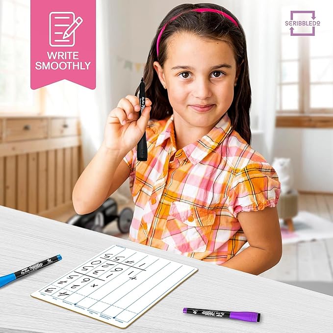 SCRIBBLEDO Dry Erase Division & Place Value White Board 9 x 12 Inch Whiteboard Double Sided Math Manipulatives Long Division Lapboards for Kids Students Classroom and Home