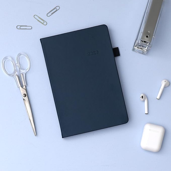 Blue Sky 2026 Weekly and Monthly Planner Calendar, January 2026 - December 2026, 5" x 8", Faux Leather Hard Cover, Bookbound, Tabs, Pen Loop, French Navy