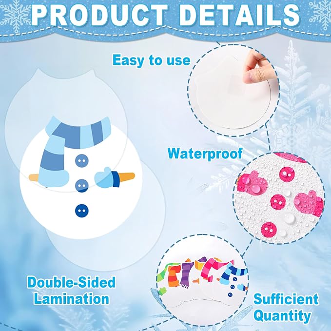 60Pcs Winter Snowman Paper Cutouts Winter Bulletin Board Decoration Colorful Snowman DIY Photo Craft Cutout Christmas Classroom Supplies for Teacher Student School Holiday Party Chalkboard Wall Decor