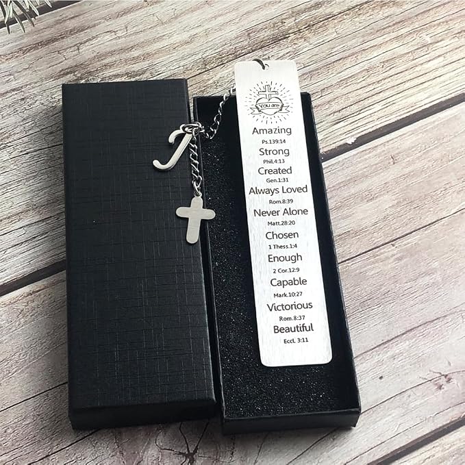 Bible Bookmark for Women Book Lovers Sister Christian Book Marker Gifts for Reader Teens Girls Baptism Birthday Christmas Gift for Coworker Students Bookish Easter Gifts (Silver-J)