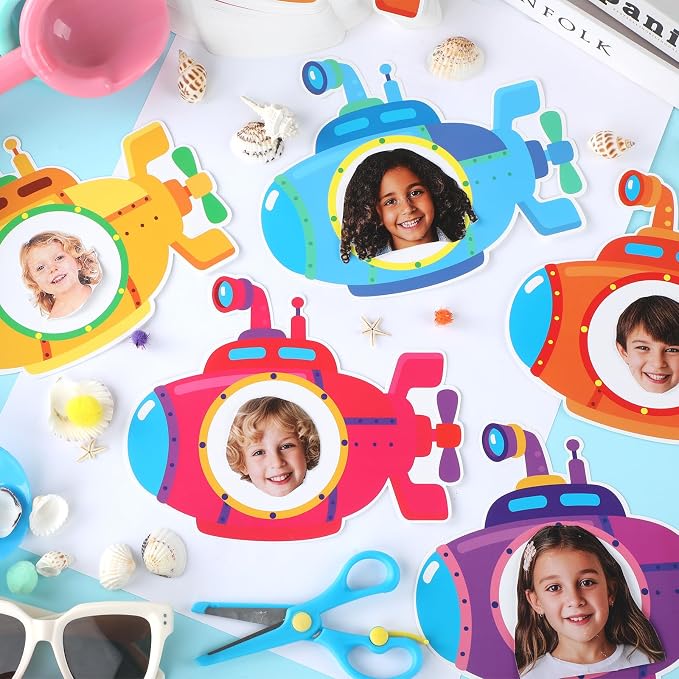 gisgfim 80Pcs Summer Cutouts Submarine Decorations Under The Sea Bulletin Board Summer Ocean Paper Cut-Outs Classroom Decor for Boy Girl DIY Craft Photo Wall Kindergarten Preschool Party Favor Supply