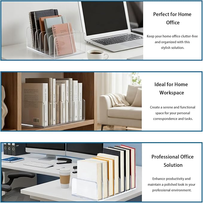 2 Pcs Acrylic File Organizer,7 Slots Desktop File Sorter Organizer,Paper Organizer for Desk,Workspace Organizers for Office,Home,School