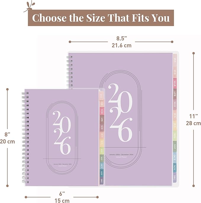 Rileys 2026 Planner, Agenda Planner With Weekly And Monthly View, Daily Agenda Book And Yearly Planners Calendar Book, Spiral Bound With Tabs, Notes, Goals And Holidays (Lilac, 8.5 x 11 in)